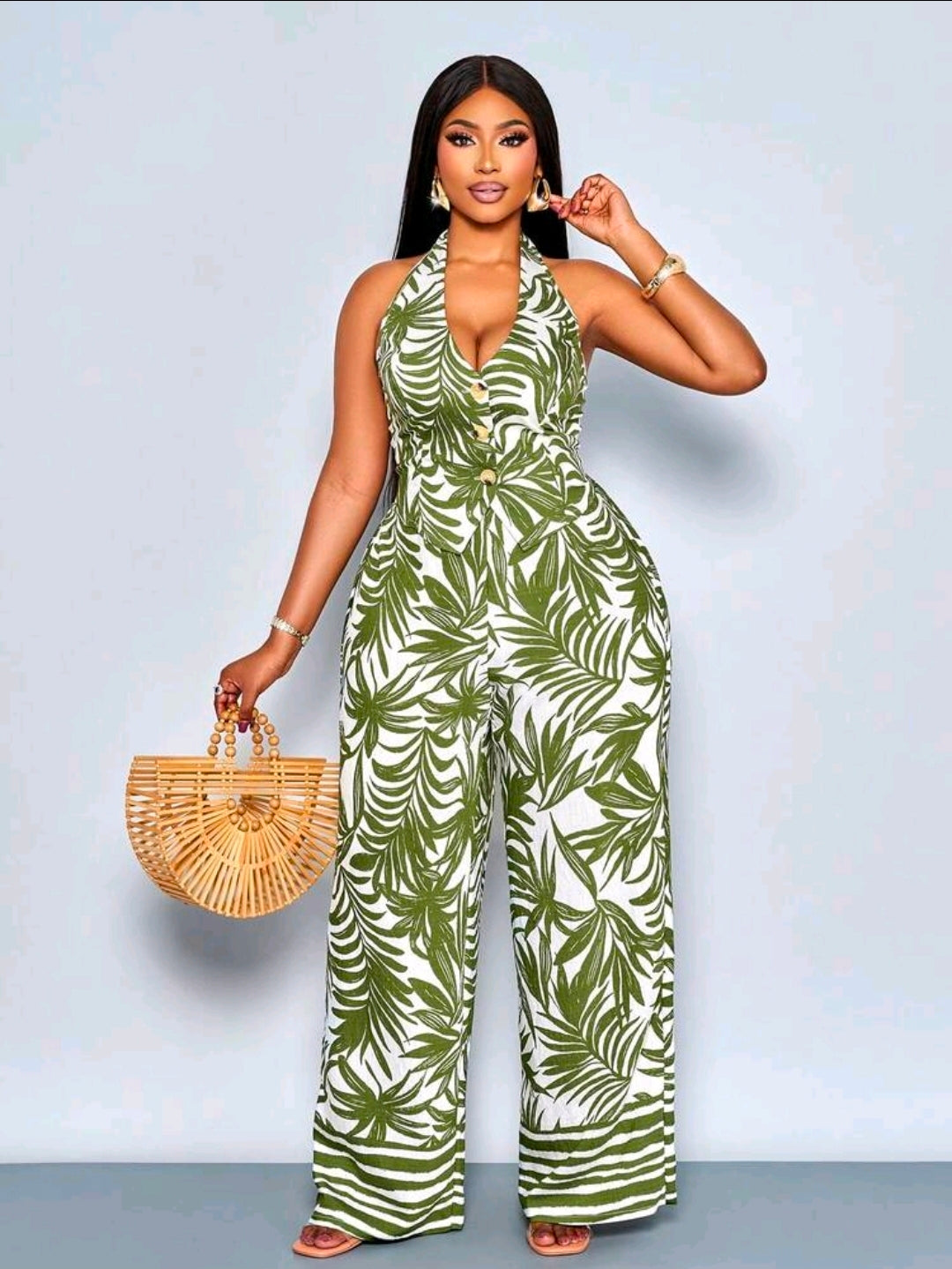 Plus size leafy pants set