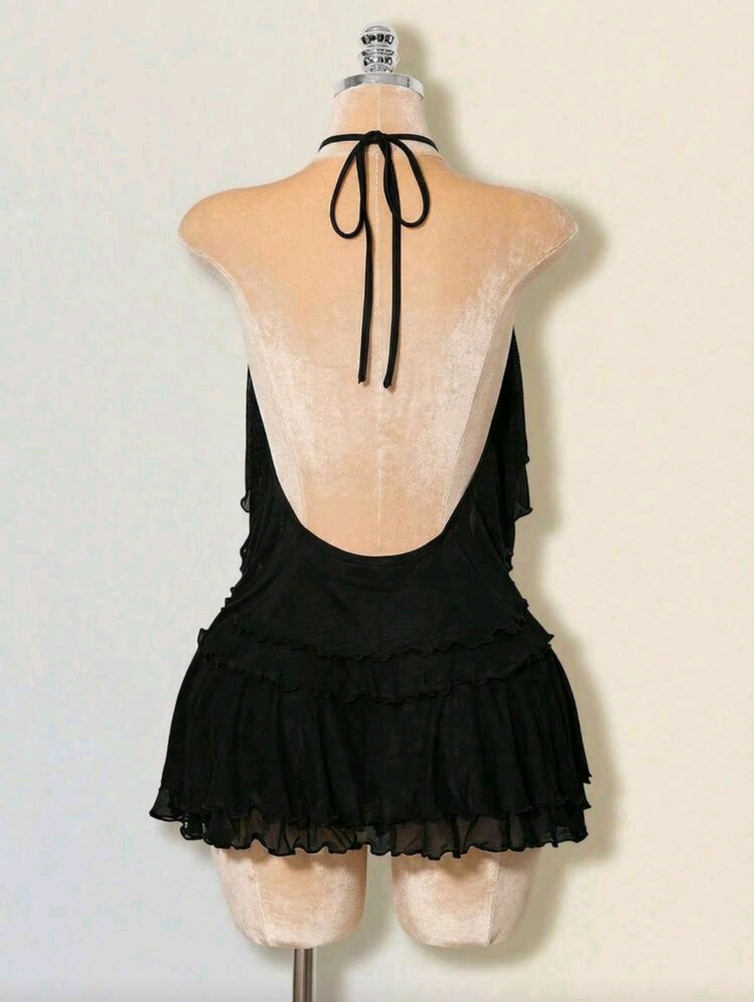 Ruffle halter mini romper