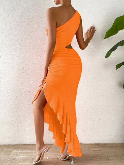 Frill side cut out dress