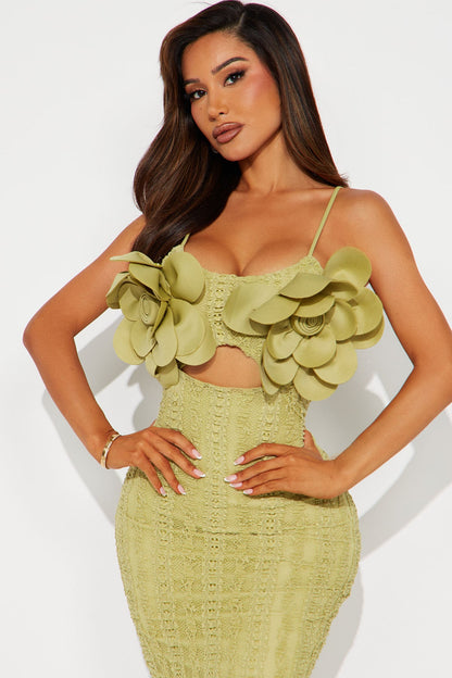 Floral applique maxi dress