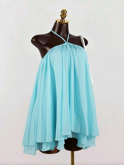 Layered ruffle sleeveless mini dress