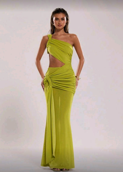 One shoulder cutout maxi dress