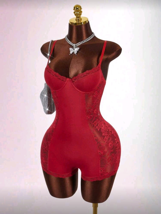 Lace patterned romper