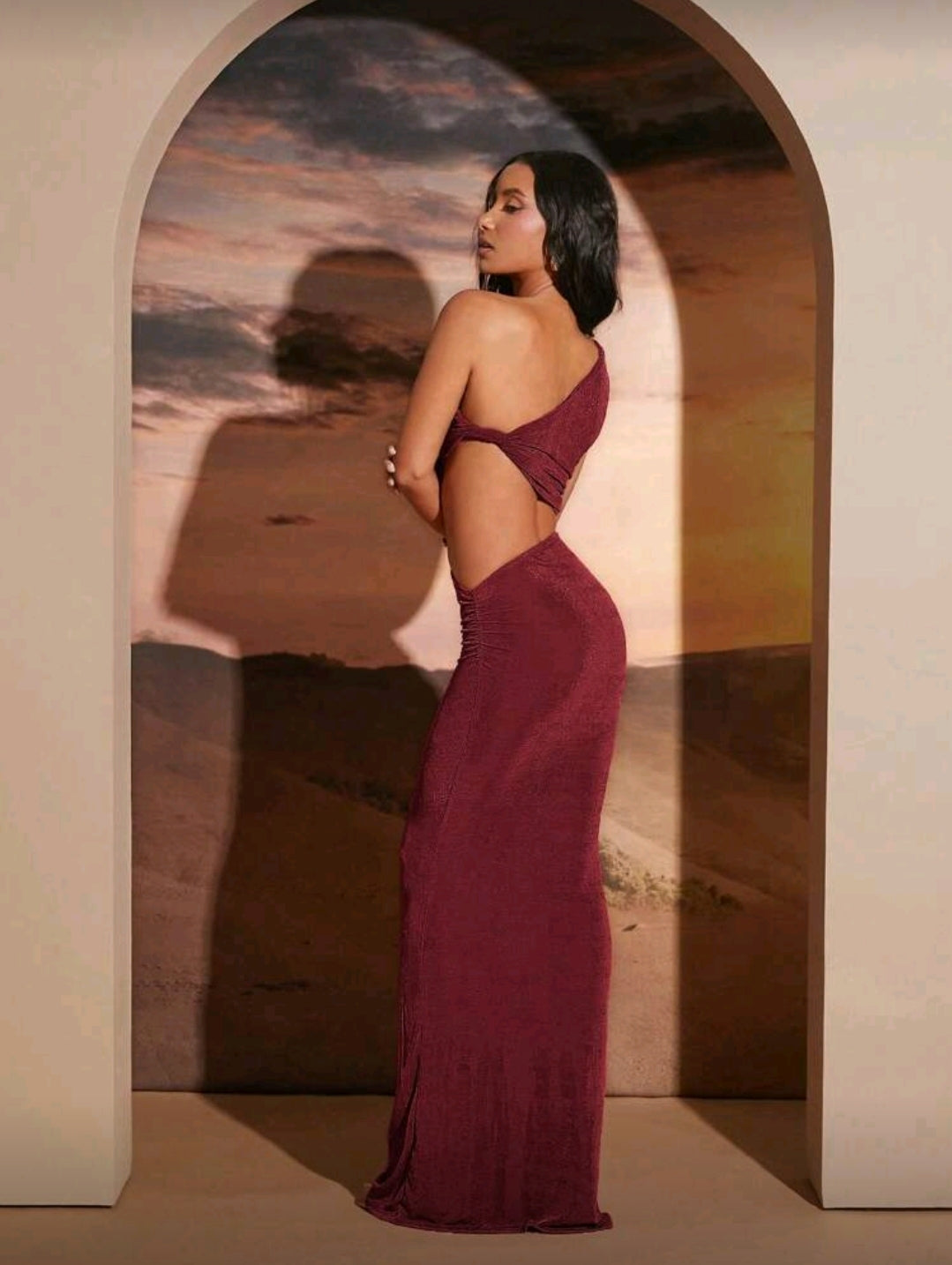 Asymmetric cut out one shoulder dress