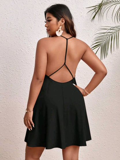 Plus size thin strap mini dress