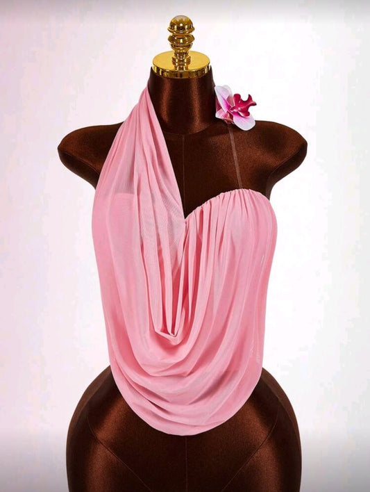 Floral chiffon draped top