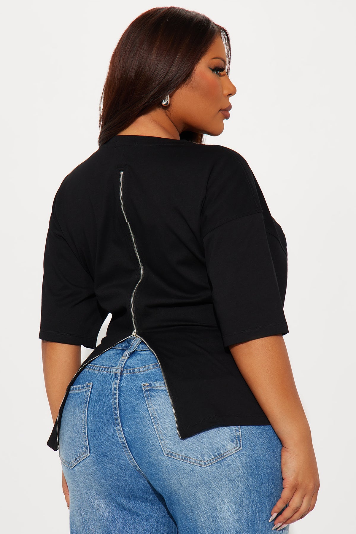 Zippered relaxed tee
