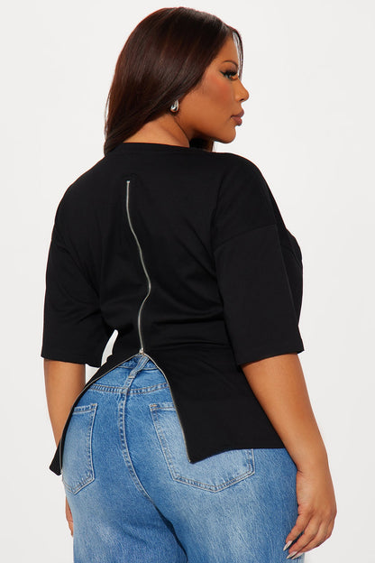 Zippered relaxed tee