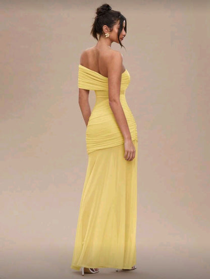 One shoulder fitted maxi dress