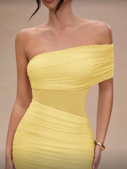 One shoulder fitted maxi dress