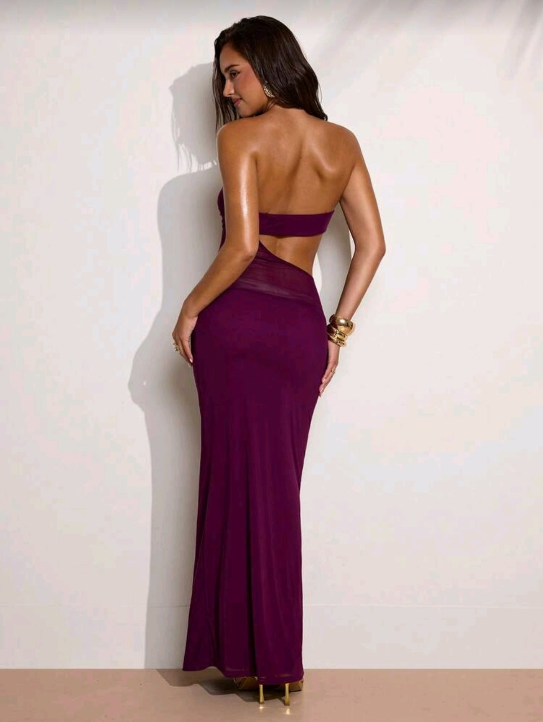 Beaded bra cut out maxi dress