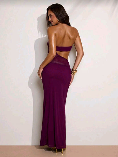 Beaded bra cut out maxi dress