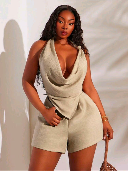 Plus size casual day shorts set