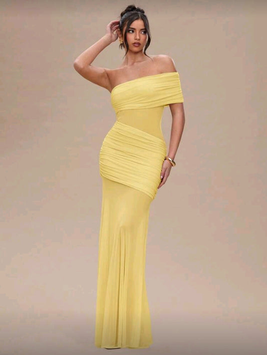 One shoulder fitted maxi dress