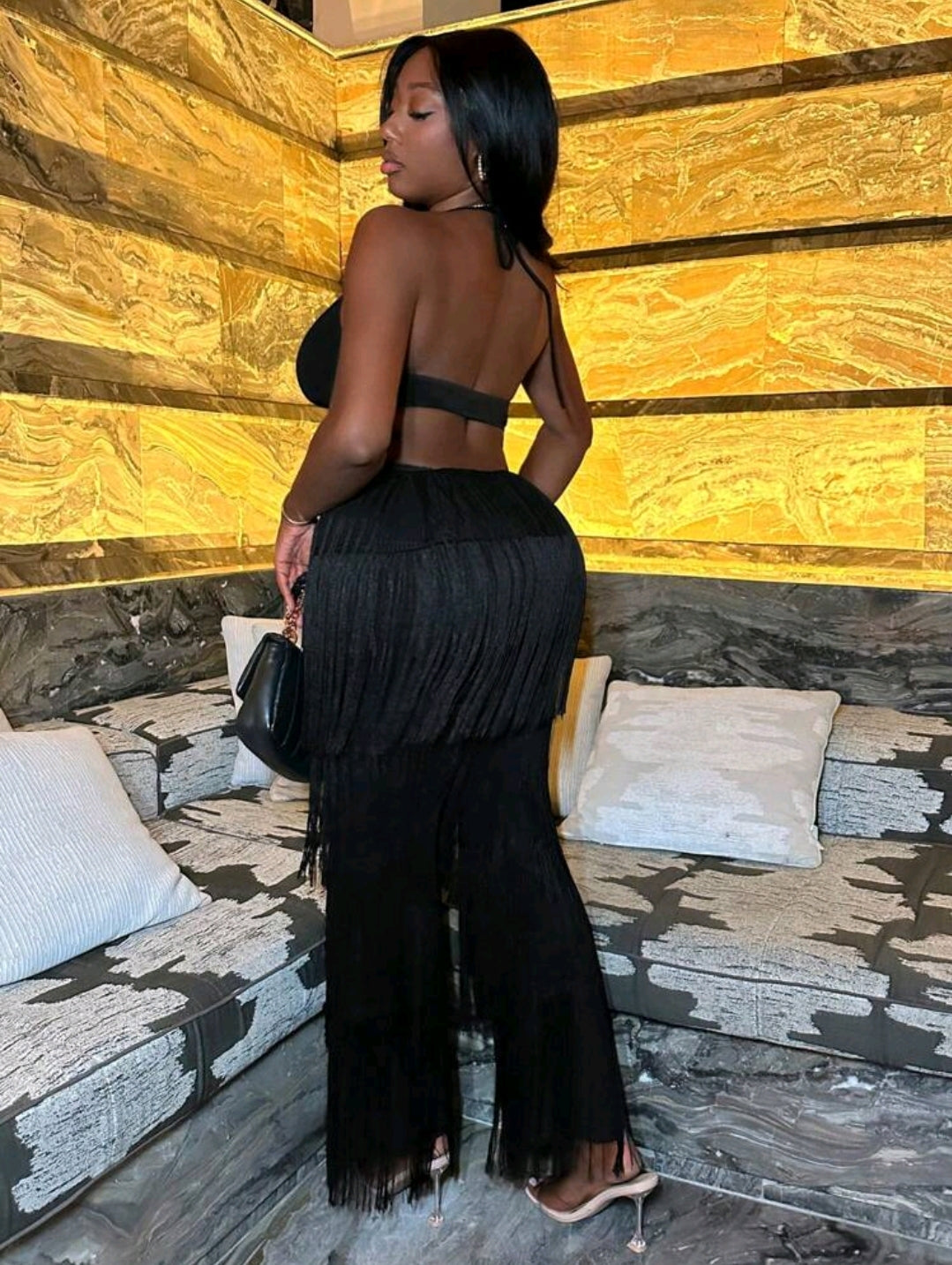 Fringe cutout jumpsuit