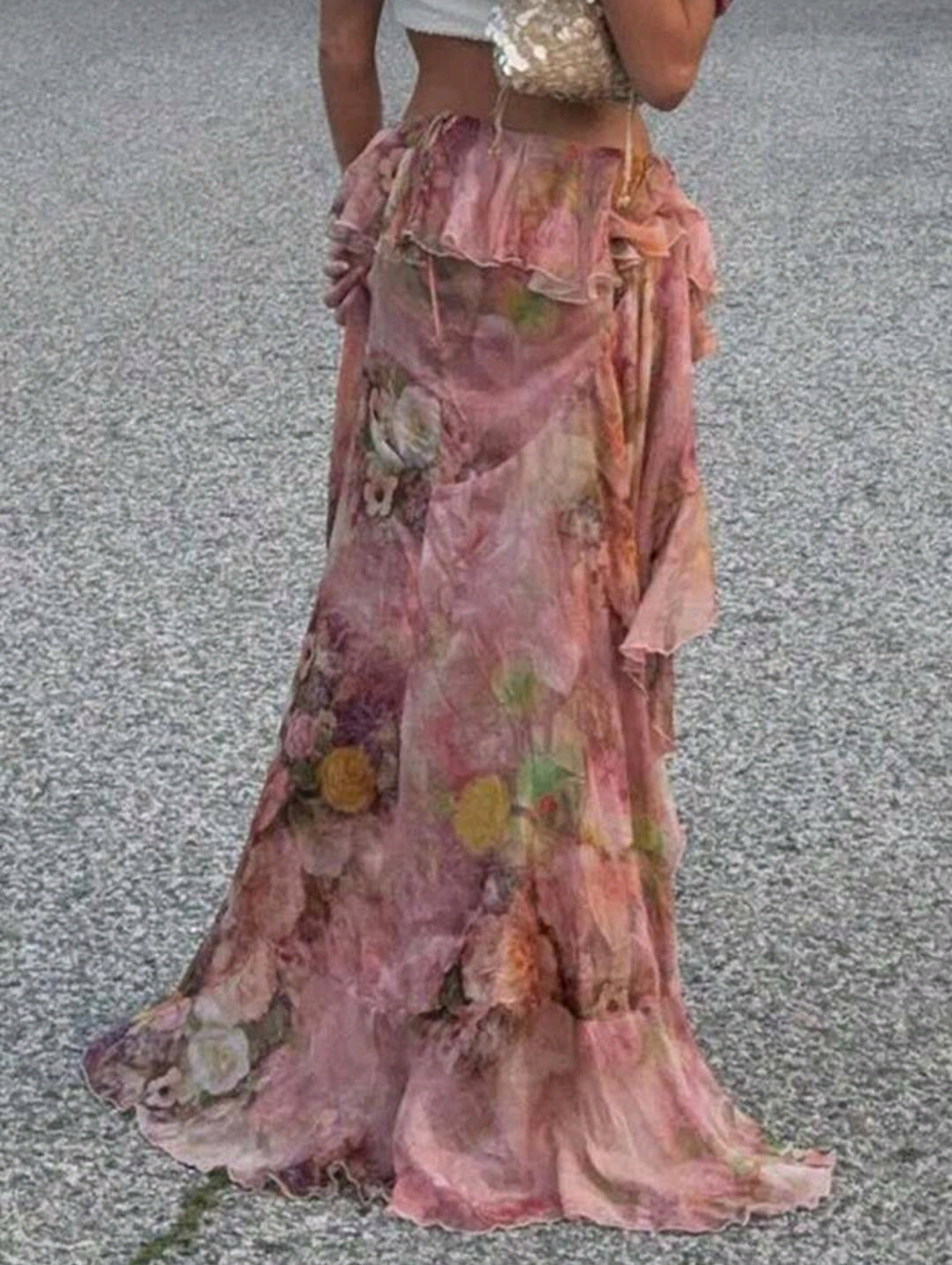 Ruffled high low skirt