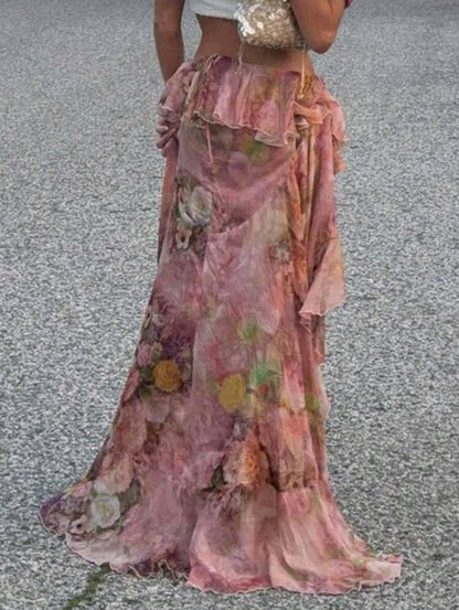 Ruffled high low skirt