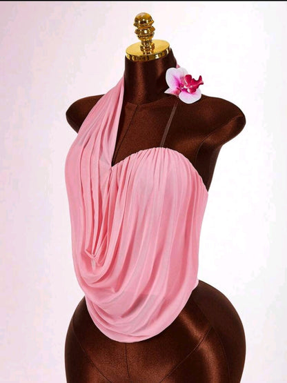 Floral chiffon draped top