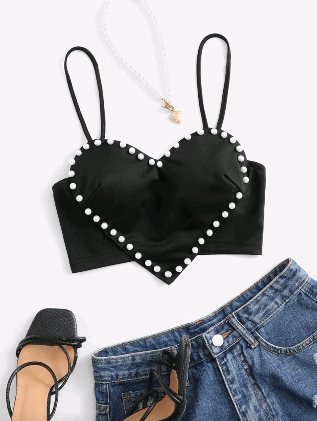 Pearl heart crop top