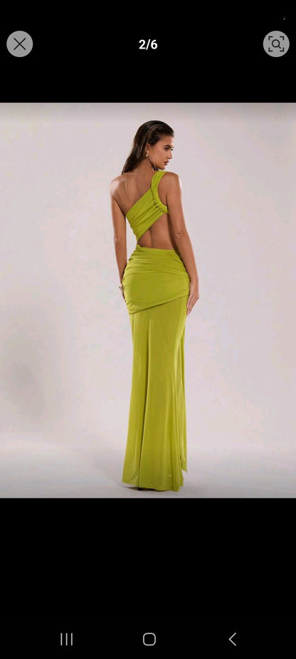 One shoulder cutout maxi dress