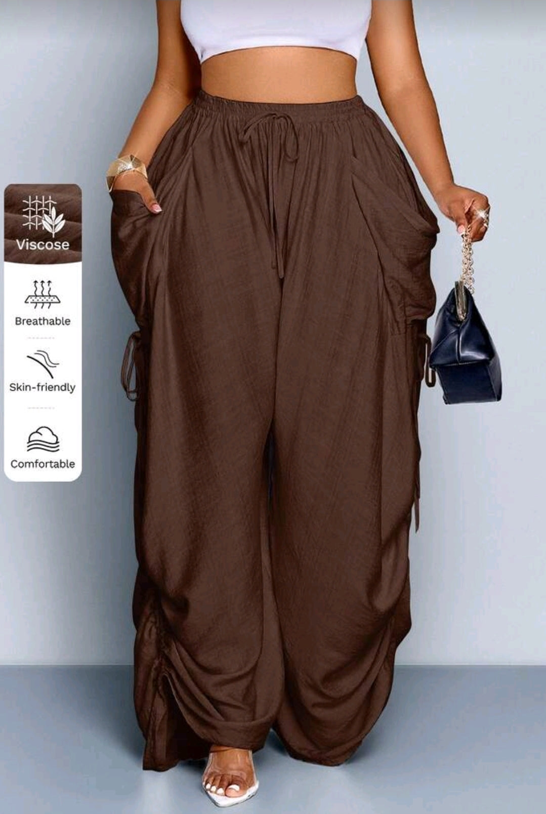 Plus-Size Pleated Wide Leg Pants