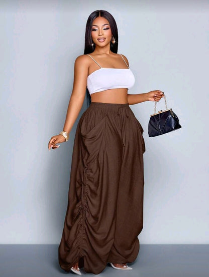 Plus-Size Pleated Wide Leg Pants