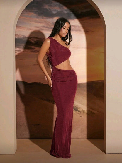 Asymmetric cut out one shoulder dress
