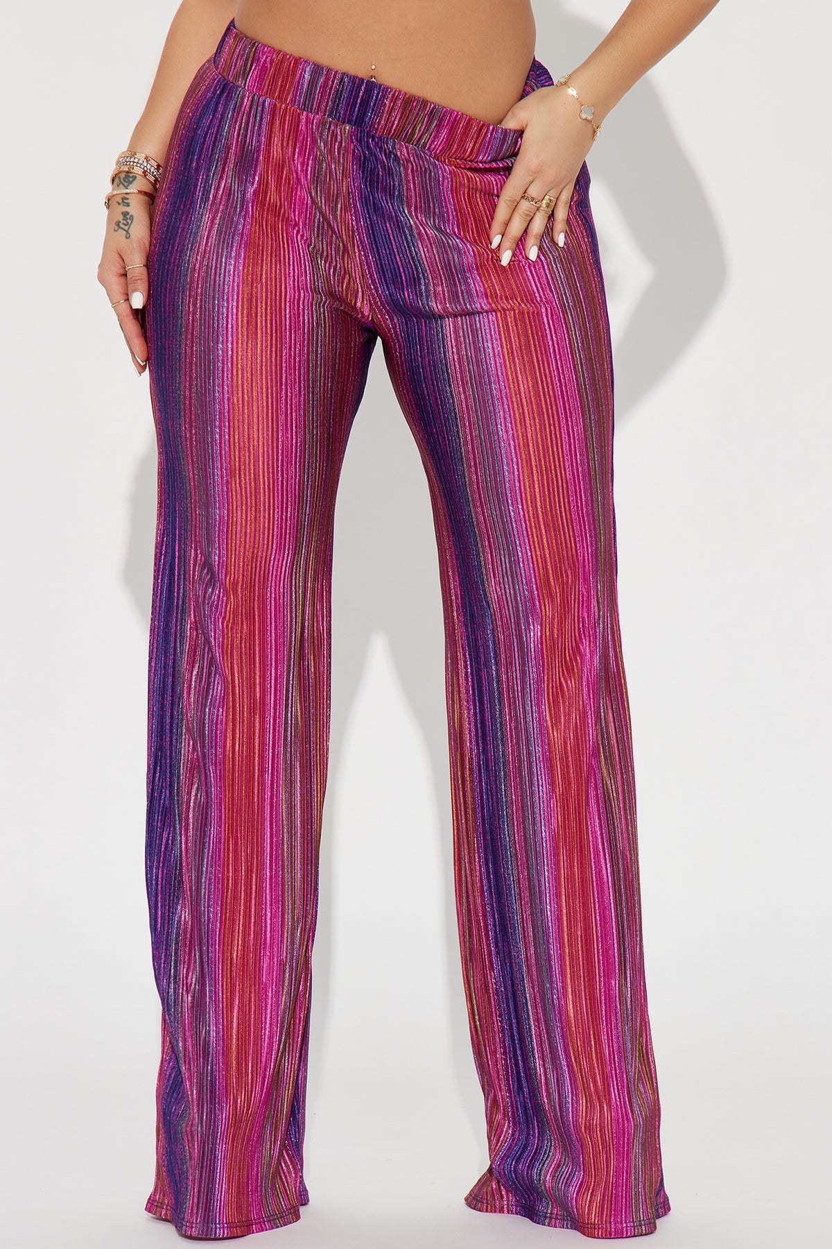 Wide leg plisse pants