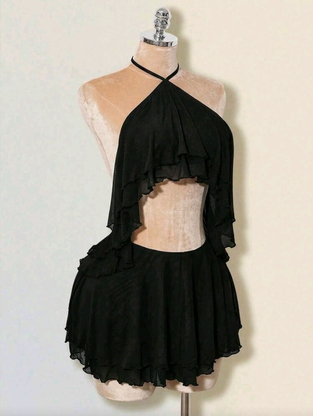 Ruffle halter mini romper