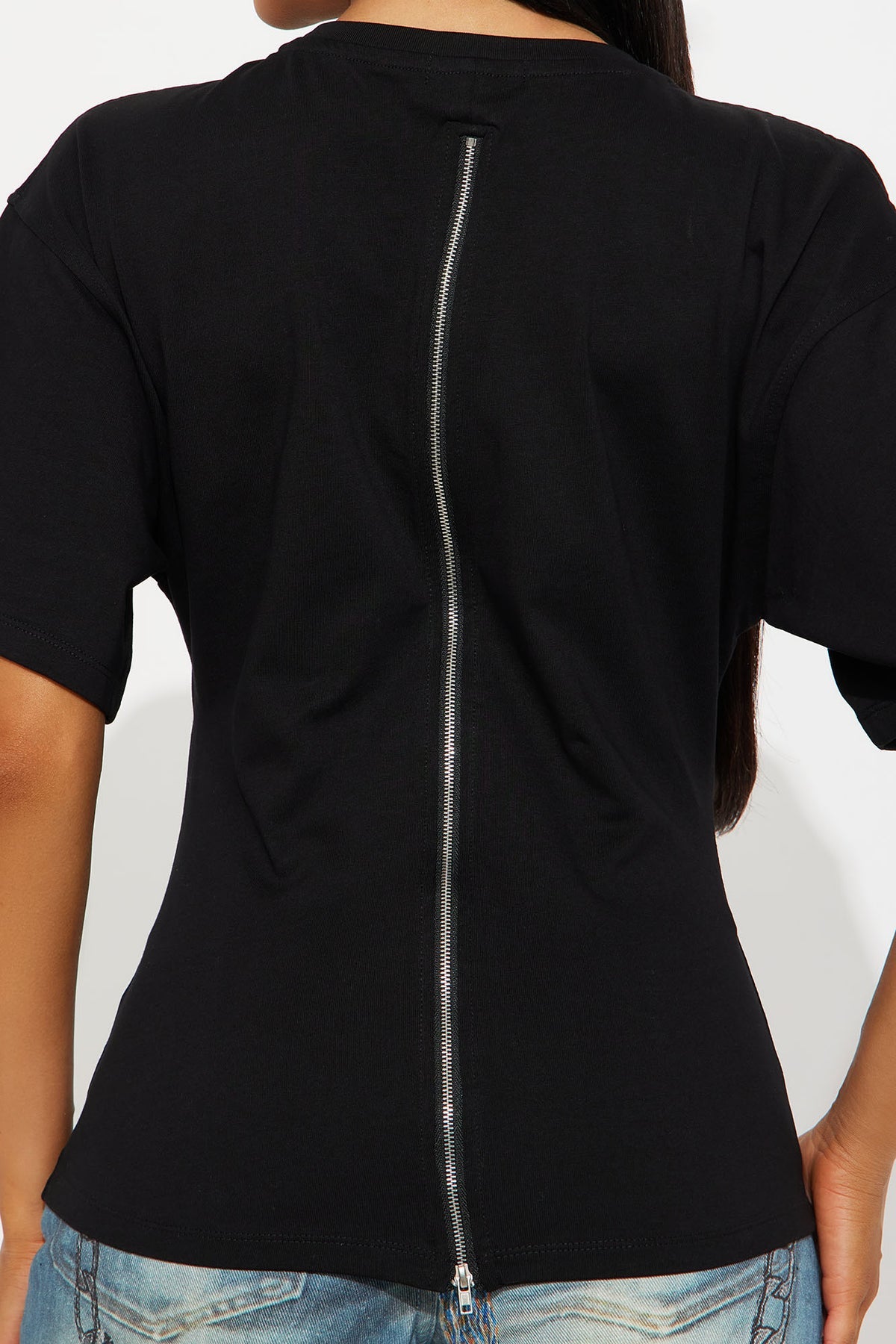 Zippered relaxed tee