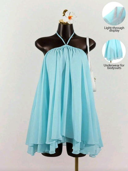 Layered ruffle sleeveless mini dress