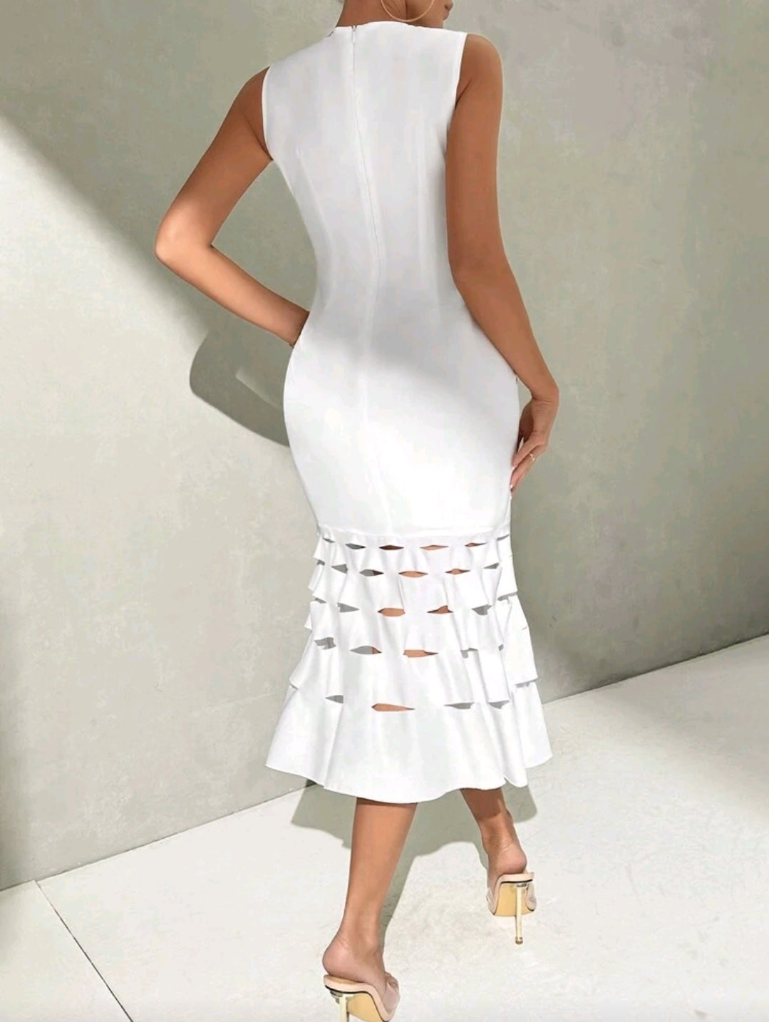 Patterned fishtail hem dress
